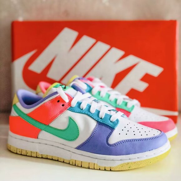 Nike Dunk Low "Pastel Mismatch" - Asymmetrical Candy-Colored Artistic Sneakers - Picture 2 of 4
